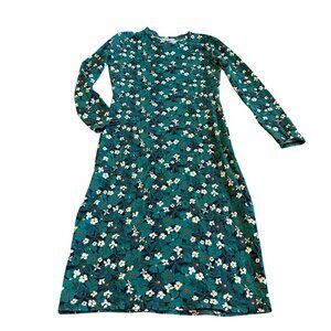 The Kit Green Long Sleeve Stretch Dress Cotton Floral Print Size Small Women's
